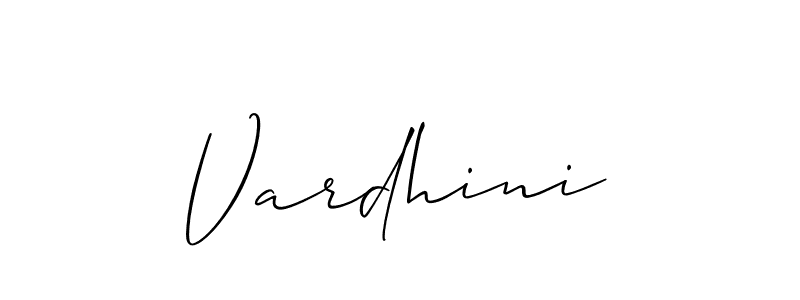 Create a beautiful signature design for name Vardhini. With this signature (Allison_Script) fonts, you can make a handwritten signature for free. Vardhini signature style 2 images and pictures png