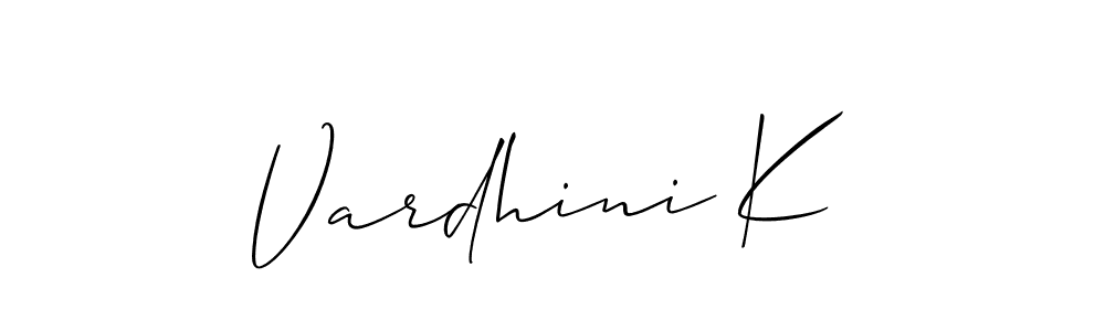 How to make Vardhini K name signature. Use Allison_Script style for creating short signs online. This is the latest handwritten sign. Vardhini K signature style 2 images and pictures png