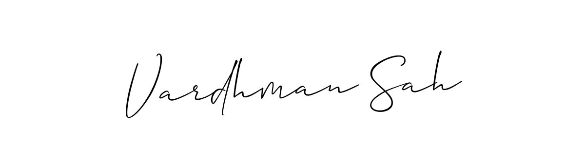 Allison_Script is a professional signature style that is perfect for those who want to add a touch of class to their signature. It is also a great choice for those who want to make their signature more unique. Get Vardhman Sah name to fancy signature for free. Vardhman Sah signature style 2 images and pictures png