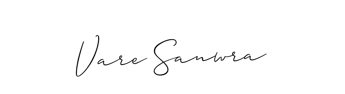 How to make Vare Sanwra name signature. Use Allison_Script style for creating short signs online. This is the latest handwritten sign. Vare Sanwra signature style 2 images and pictures png