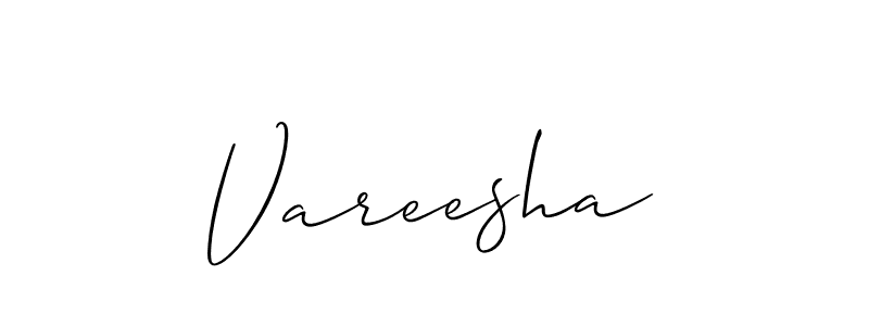 Similarly Allison_Script is the best handwritten signature design. Signature creator online .You can use it as an online autograph creator for name Vareesha. Vareesha signature style 2 images and pictures png