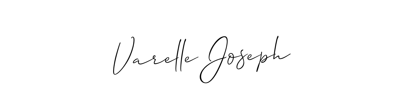 The best way (Allison_Script) to make a short signature is to pick only two or three words in your name. The name Varelle Joseph include a total of six letters. For converting this name. Varelle Joseph signature style 2 images and pictures png