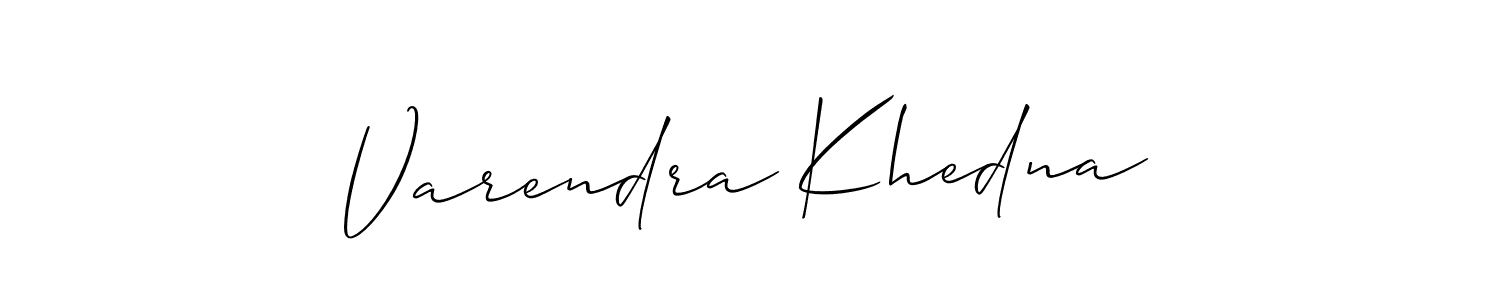 This is the best signature style for the Varendra Khedna name. Also you like these signature font (Allison_Script). Mix name signature. Varendra Khedna signature style 2 images and pictures png