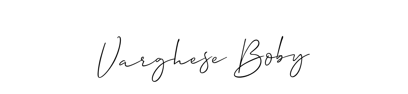 Make a short Varghese Boby signature style. Manage your documents anywhere anytime using Allison_Script. Create and add eSignatures, submit forms, share and send files easily. Varghese Boby signature style 2 images and pictures png