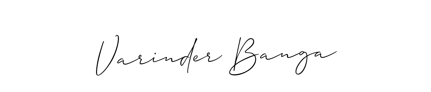 Create a beautiful signature design for name Varinder Banga. With this signature (Allison_Script) fonts, you can make a handwritten signature for free. Varinder Banga signature style 2 images and pictures png