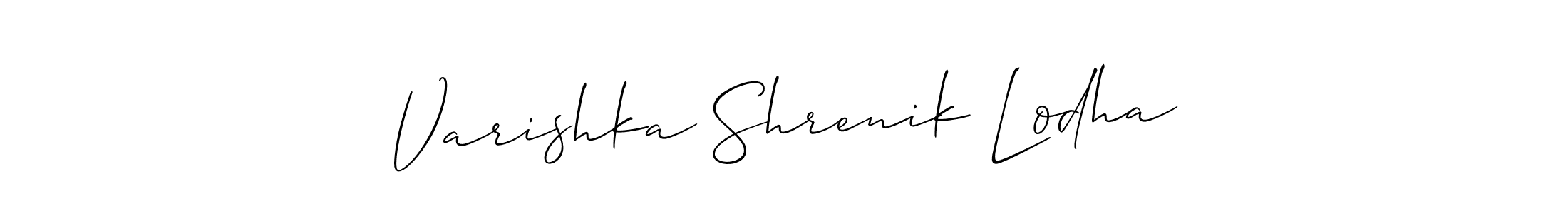 if you are searching for the best signature style for your name Varishka Shrenik Lodha. so please give up your signature search. here we have designed multiple signature styles  using Allison_Script. Varishka Shrenik Lodha signature style 2 images and pictures png