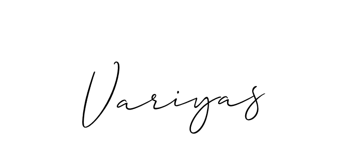 Create a beautiful signature design for name Variyas. With this signature (Allison_Script) fonts, you can make a handwritten signature for free. Variyas signature style 2 images and pictures png