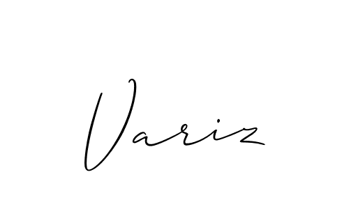 Use a signature maker to create a handwritten signature online. With this signature software, you can design (Allison_Script) your own signature for name Variz. Variz signature style 2 images and pictures png