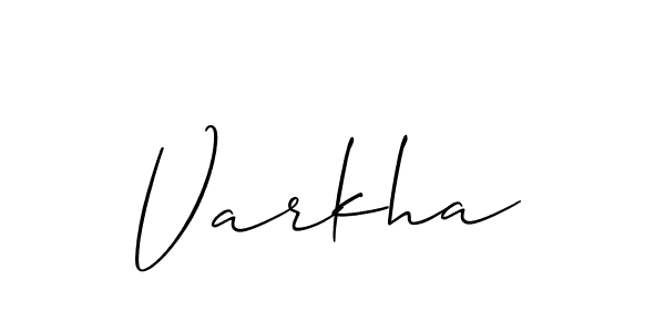Create a beautiful signature design for name Varkha. With this signature (Allison_Script) fonts, you can make a handwritten signature for free. Varkha signature style 2 images and pictures png