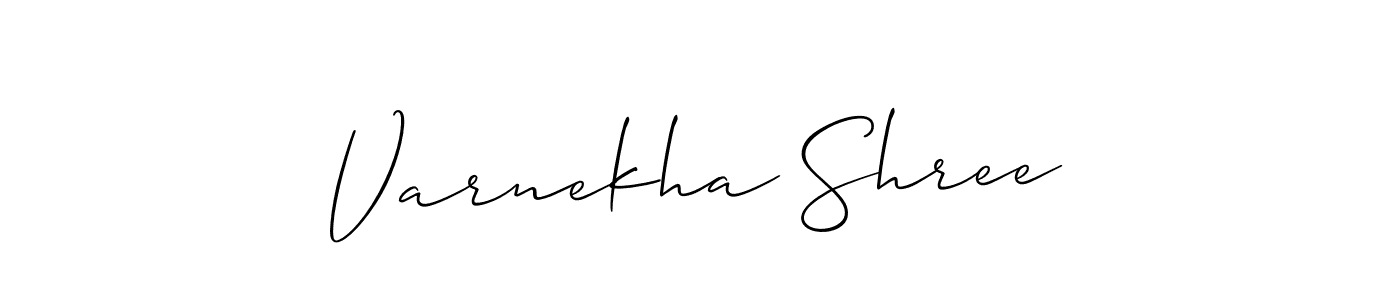 The best way (Allison_Script) to make a short signature is to pick only two or three words in your name. The name Varnekha Shree include a total of six letters. For converting this name. Varnekha Shree signature style 2 images and pictures png