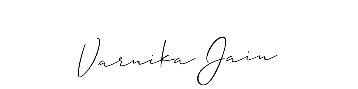 How to make Varnika Jain name signature. Use Allison_Script style for creating short signs online. This is the latest handwritten sign. Varnika Jain signature style 2 images and pictures png