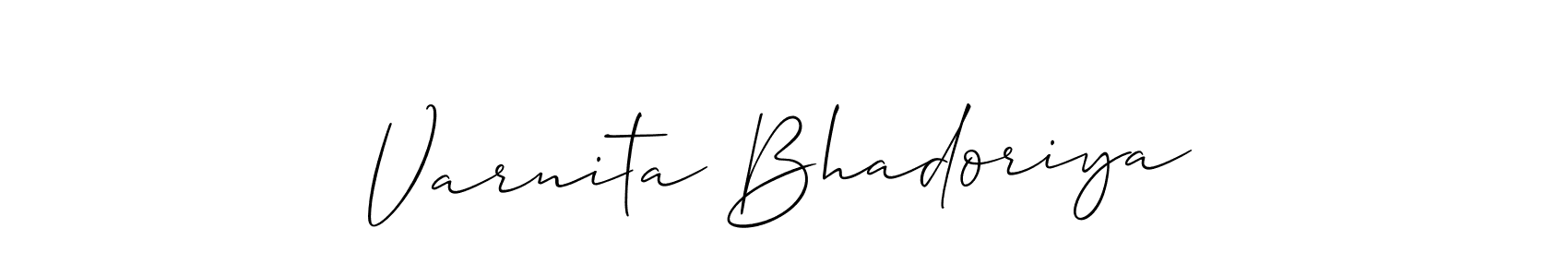 Make a beautiful signature design for name Varnita Bhadoriya. With this signature (Allison_Script) style, you can create a handwritten signature for free. Varnita Bhadoriya signature style 2 images and pictures png