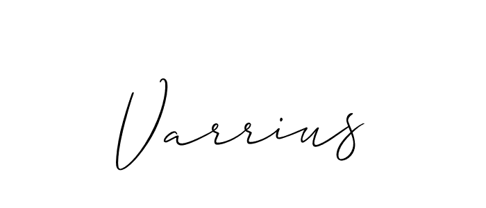 How to make Varrius signature? Allison_Script is a professional autograph style. Create handwritten signature for Varrius name. Varrius signature style 2 images and pictures png
