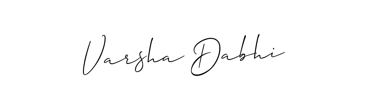 Make a beautiful signature design for name Varsha Dabhi. With this signature (Allison_Script) style, you can create a handwritten signature for free. Varsha Dabhi signature style 2 images and pictures png