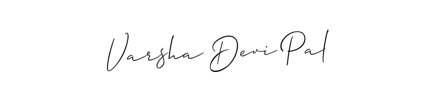 Create a beautiful signature design for name Varsha Devi Pal. With this signature (Allison_Script) fonts, you can make a handwritten signature for free. Varsha Devi Pal signature style 2 images and pictures png