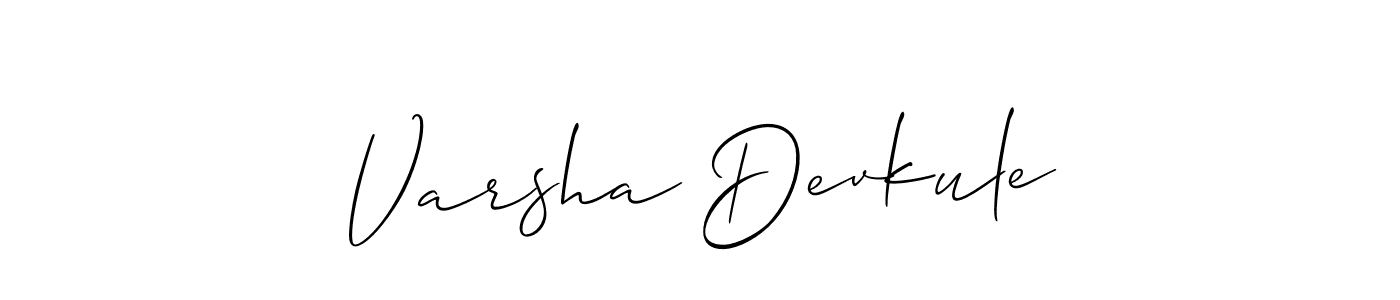 It looks lik you need a new signature style for name Varsha Devkule. Design unique handwritten (Allison_Script) signature with our free signature maker in just a few clicks. Varsha Devkule signature style 2 images and pictures png