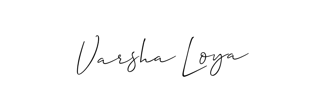 Allison_Script is a professional signature style that is perfect for those who want to add a touch of class to their signature. It is also a great choice for those who want to make their signature more unique. Get Varsha Loya name to fancy signature for free. Varsha Loya signature style 2 images and pictures png