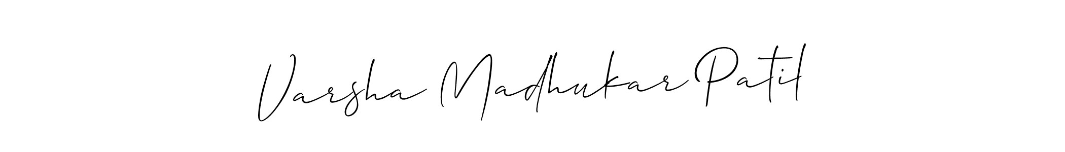 This is the best signature style for the Varsha Madhukar Patil name. Also you like these signature font (Allison_Script). Mix name signature. Varsha Madhukar Patil signature style 2 images and pictures png