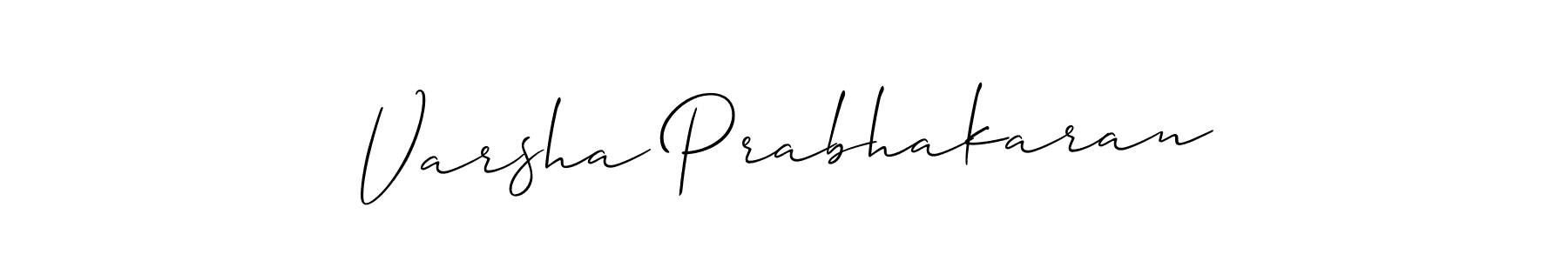 Allison_Script is a professional signature style that is perfect for those who want to add a touch of class to their signature. It is also a great choice for those who want to make their signature more unique. Get Varsha Prabhakaran name to fancy signature for free. Varsha Prabhakaran signature style 2 images and pictures png