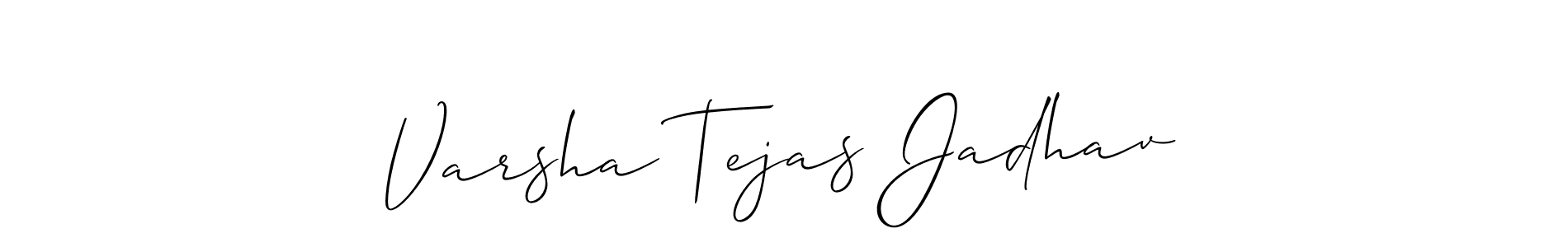 See photos of Varsha Tejas Jadhav official signature by Spectra . Check more albums & portfolios. Read reviews & check more about Allison_Script font. Varsha Tejas Jadhav signature style 2 images and pictures png