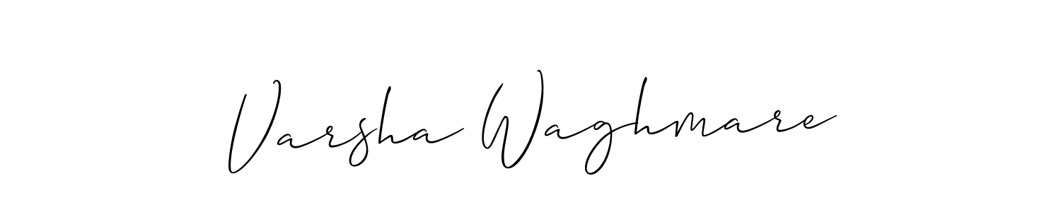 Allison_Script is a professional signature style that is perfect for those who want to add a touch of class to their signature. It is also a great choice for those who want to make their signature more unique. Get Varsha Waghmare name to fancy signature for free. Varsha Waghmare signature style 2 images and pictures png