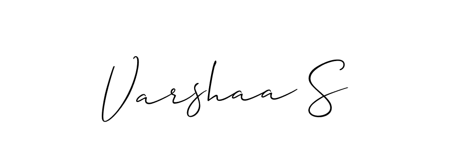 The best way (Allison_Script) to make a short signature is to pick only two or three words in your name. The name Varshaa S include a total of six letters. For converting this name. Varshaa S signature style 2 images and pictures png