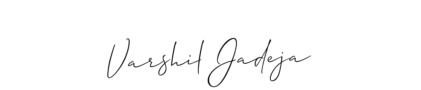 Allison_Script is a professional signature style that is perfect for those who want to add a touch of class to their signature. It is also a great choice for those who want to make their signature more unique. Get Varshil Jadeja name to fancy signature for free. Varshil Jadeja signature style 2 images and pictures png