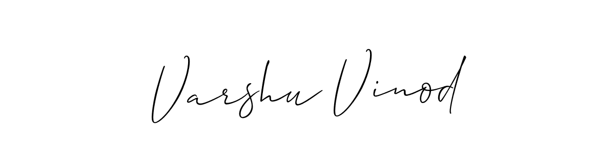 Allison_Script is a professional signature style that is perfect for those who want to add a touch of class to their signature. It is also a great choice for those who want to make their signature more unique. Get Varshu Vinod name to fancy signature for free. Varshu Vinod signature style 2 images and pictures png