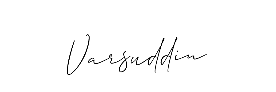 if you are searching for the best signature style for your name Varsuddin. so please give up your signature search. here we have designed multiple signature styles  using Allison_Script. Varsuddin signature style 2 images and pictures png