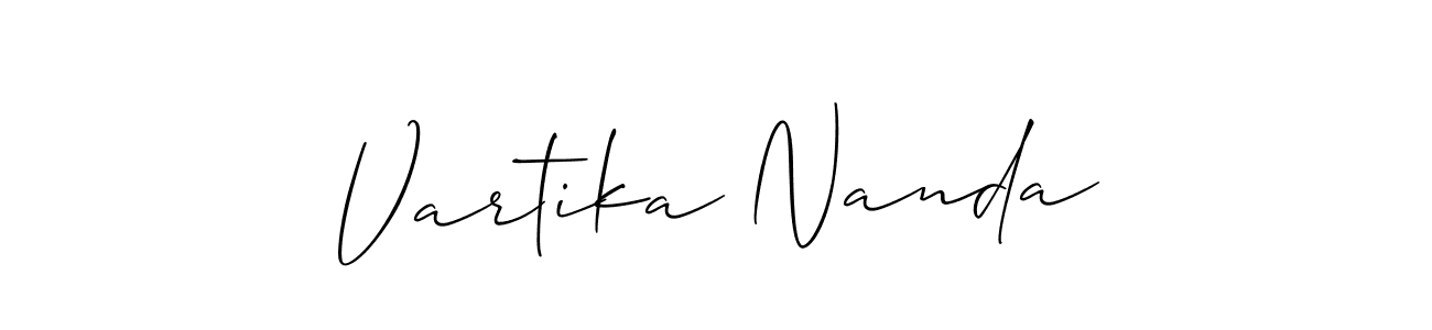 The best way (Allison_Script) to make a short signature is to pick only two or three words in your name. The name Vartika Nanda include a total of six letters. For converting this name. Vartika Nanda signature style 2 images and pictures png