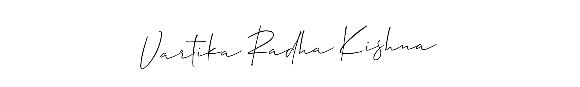 Create a beautiful signature design for name Vartika Radha Kishna. With this signature (Allison_Script) fonts, you can make a handwritten signature for free. Vartika Radha Kishna signature style 2 images and pictures png