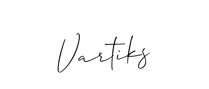 Make a beautiful signature design for name Vartiks. With this signature (Allison_Script) style, you can create a handwritten signature for free. Vartiks signature style 2 images and pictures png