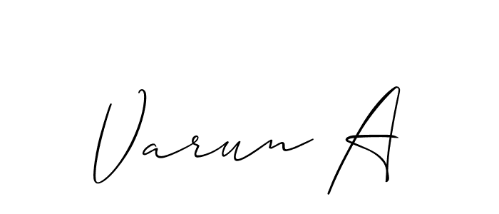 Make a beautiful signature design for name Varun A. With this signature (Allison_Script) style, you can create a handwritten signature for free. Varun A signature style 2 images and pictures png
