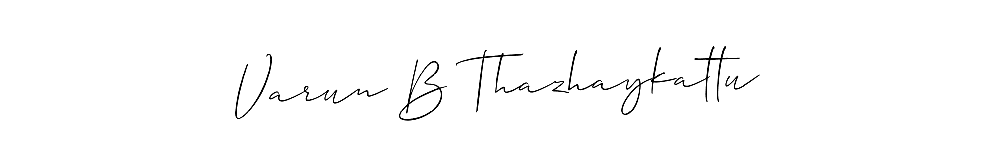 The best way (Allison_Script) to make a short signature is to pick only two or three words in your name. The name Varun B Thazhaykattu include a total of six letters. For converting this name. Varun B Thazhaykattu signature style 2 images and pictures png