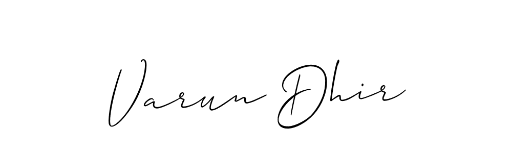 Make a beautiful signature design for name Varun Dhir. With this signature (Allison_Script) style, you can create a handwritten signature for free. Varun Dhir signature style 2 images and pictures png