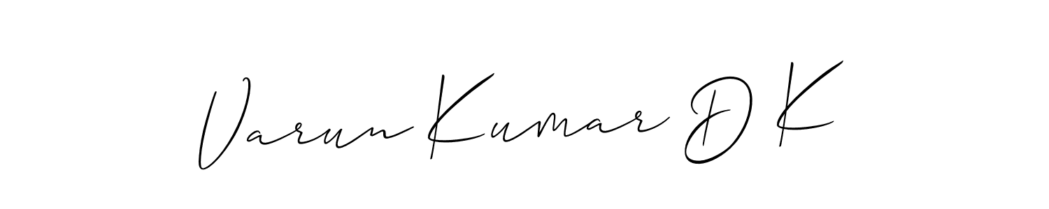 Make a short Varun Kumar D K signature style. Manage your documents anywhere anytime using Allison_Script. Create and add eSignatures, submit forms, share and send files easily. Varun Kumar D K signature style 2 images and pictures png