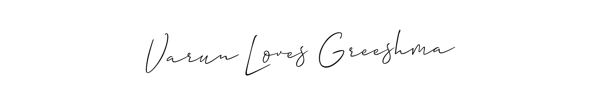 Use a signature maker to create a handwritten signature online. With this signature software, you can design (Allison_Script) your own signature for name Varun Loves Greeshma. Varun Loves Greeshma signature style 2 images and pictures png