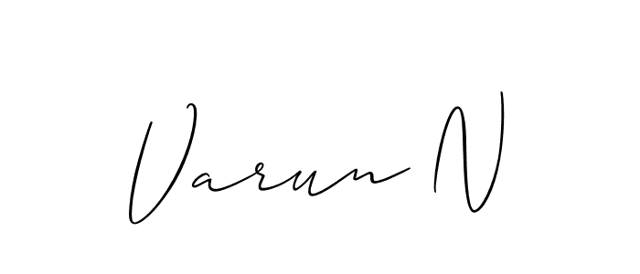 The best way (Allison_Script) to make a short signature is to pick only two or three words in your name. The name Varun N include a total of six letters. For converting this name. Varun N signature style 2 images and pictures png