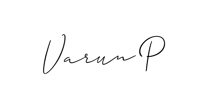 It looks lik you need a new signature style for name Varun P. Design unique handwritten (Allison_Script) signature with our free signature maker in just a few clicks. Varun P signature style 2 images and pictures png