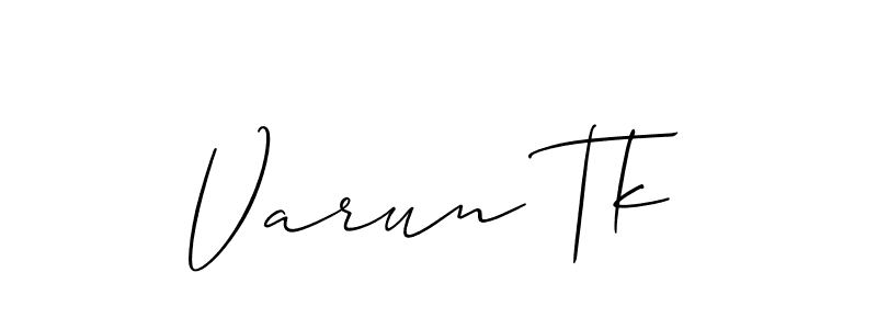 Use a signature maker to create a handwritten signature online. With this signature software, you can design (Allison_Script) your own signature for name Varun Tk. Varun Tk signature style 2 images and pictures png