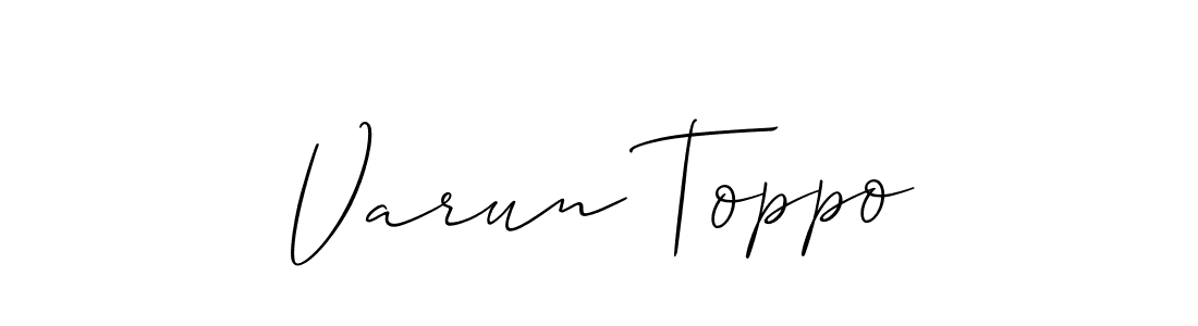if you are searching for the best signature style for your name Varun Toppo. so please give up your signature search. here we have designed multiple signature styles  using Allison_Script. Varun Toppo signature style 2 images and pictures png