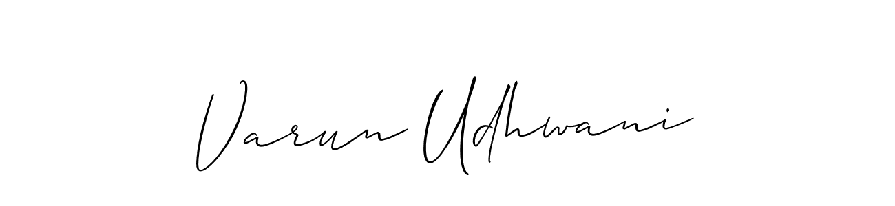 How to make Varun Udhwani name signature. Use Allison_Script style for creating short signs online. This is the latest handwritten sign. Varun Udhwani signature style 2 images and pictures png