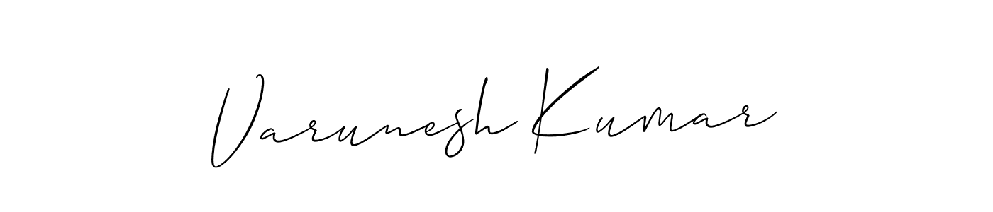 The best way (Allison_Script) to make a short signature is to pick only two or three words in your name. The name Varunesh Kumar include a total of six letters. For converting this name. Varunesh Kumar signature style 2 images and pictures png