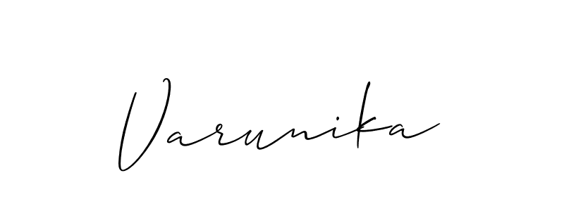 Make a beautiful signature design for name Varunika. With this signature (Allison_Script) style, you can create a handwritten signature for free. Varunika signature style 2 images and pictures png