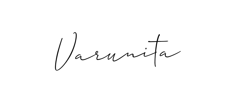 Create a beautiful signature design for name Varunita. With this signature (Allison_Script) fonts, you can make a handwritten signature for free. Varunita signature style 2 images and pictures png