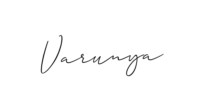 if you are searching for the best signature style for your name Varunya. so please give up your signature search. here we have designed multiple signature styles  using Allison_Script. Varunya signature style 2 images and pictures png