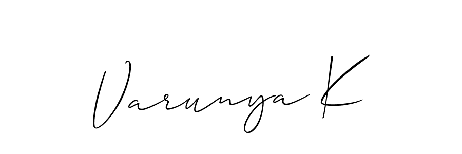 Make a beautiful signature design for name Varunya K. With this signature (Allison_Script) style, you can create a handwritten signature for free. Varunya K signature style 2 images and pictures png