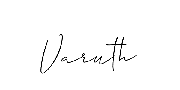 Use a signature maker to create a handwritten signature online. With this signature software, you can design (Allison_Script) your own signature for name Varuth. Varuth signature style 2 images and pictures png