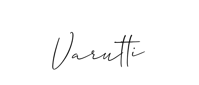 The best way (Allison_Script) to make a short signature is to pick only two or three words in your name. The name Varutti include a total of six letters. For converting this name. Varutti signature style 2 images and pictures png