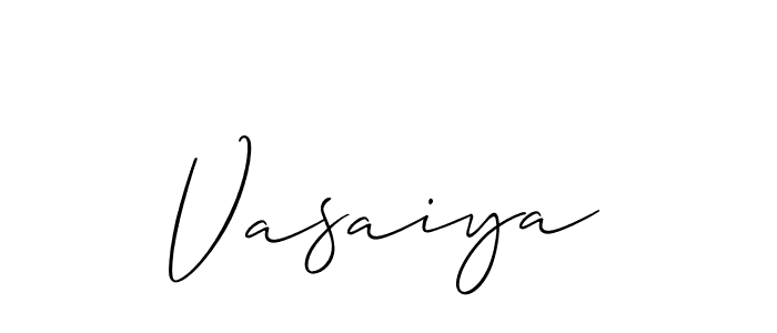 It looks lik you need a new signature style for name Vasaiya. Design unique handwritten (Allison_Script) signature with our free signature maker in just a few clicks. Vasaiya signature style 2 images and pictures png